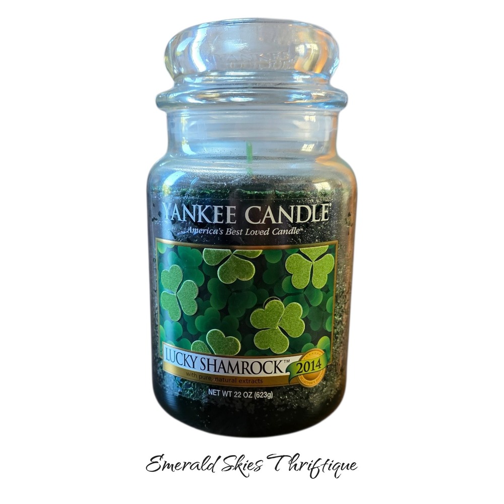 Yankee Candle "LUCKY SHAMROCK" St. Patrick's  Large 22 oz. Green NEW